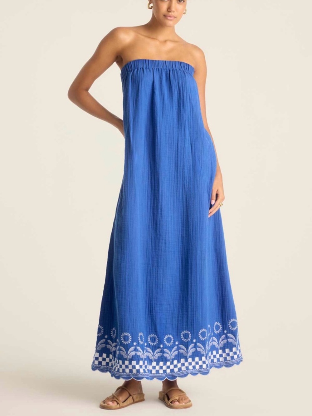 Daya Embroidered Dress - Cobalt Mykonos NWT